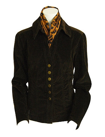 Jaguar Essence silk scarf styled with outfit in neutral and earth-tone look