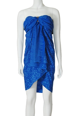 Deep blue floral print sarong