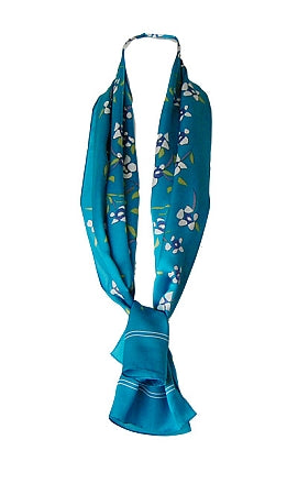 White Flowers with Teal