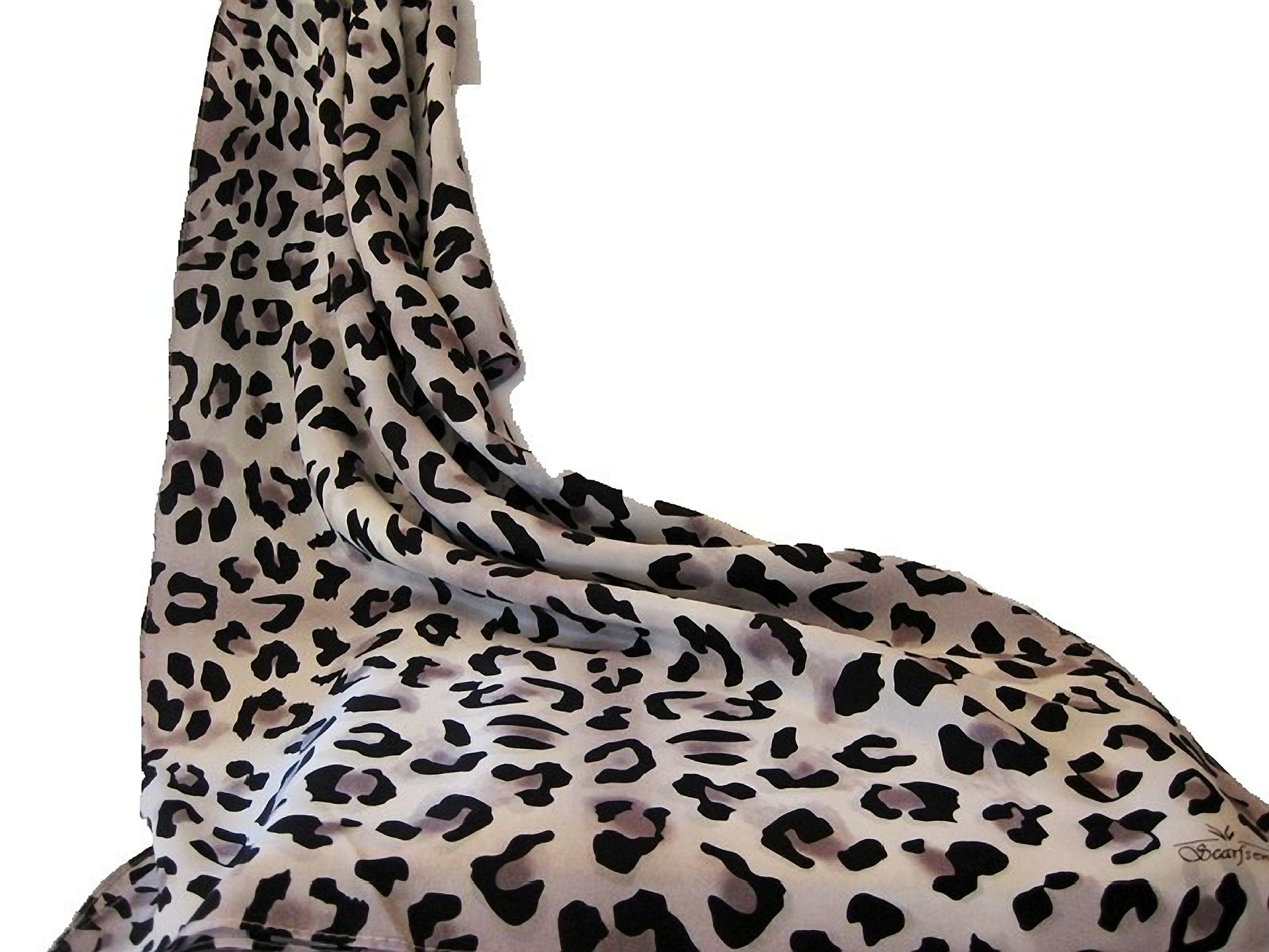 Lightweight leopard print silk scarf soft flowing drape detail
