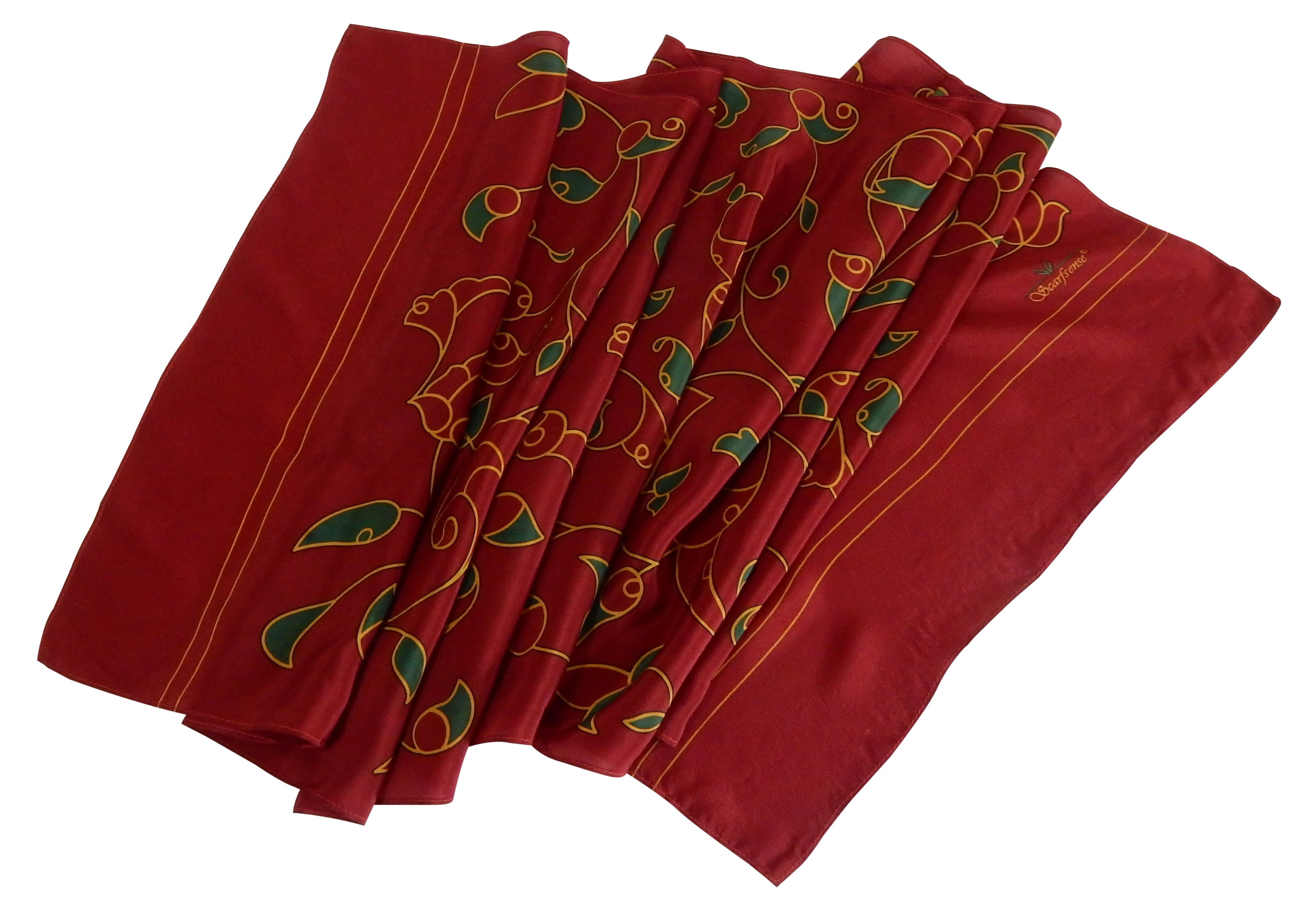 Red Winter Essence silk scarf vibrant elegant red silk scarf draped styling