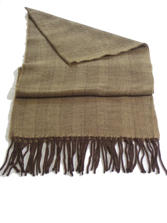 Tan With Brown Herringbone Unisex Scarf