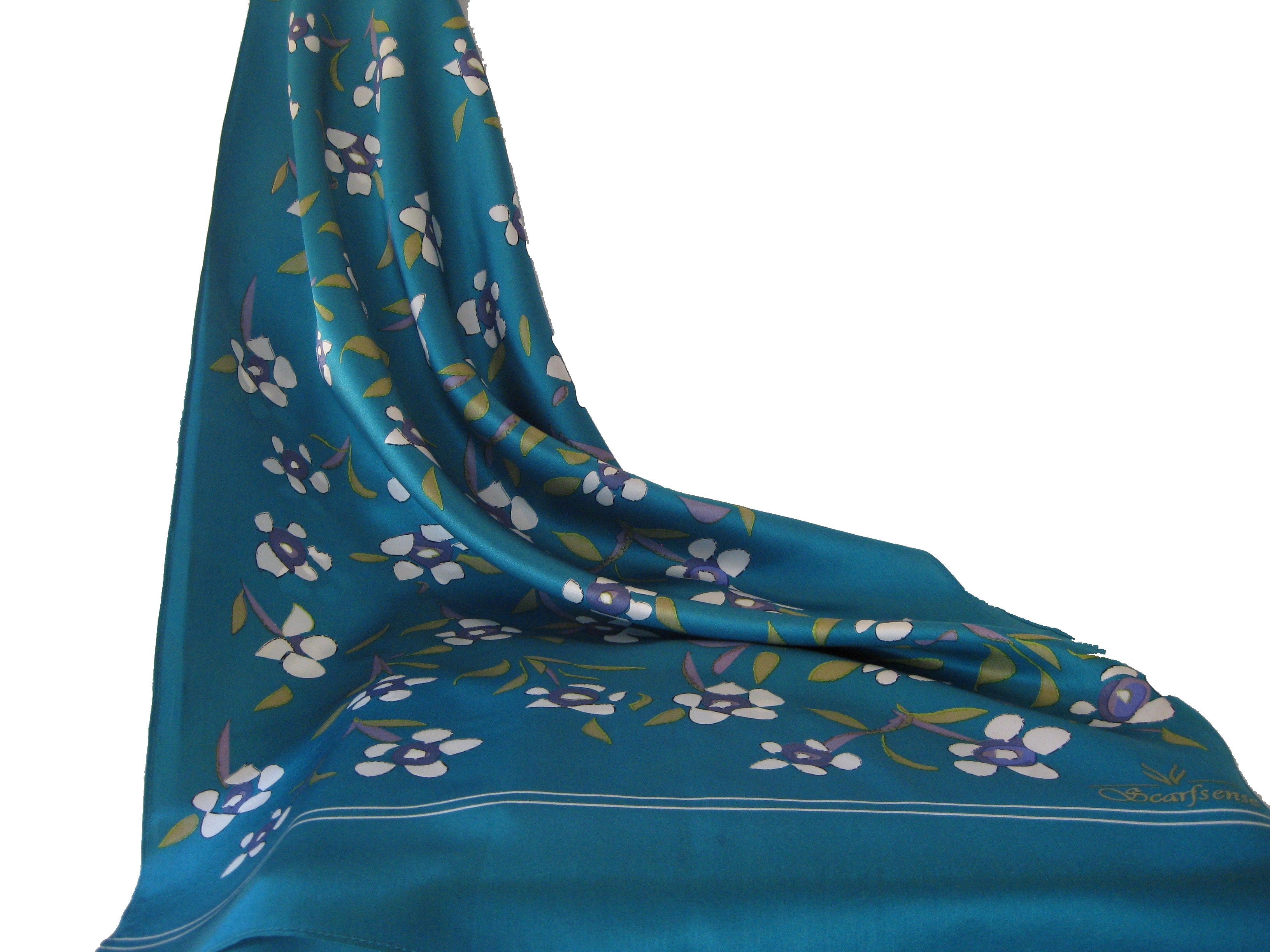 White Flowers with Teal