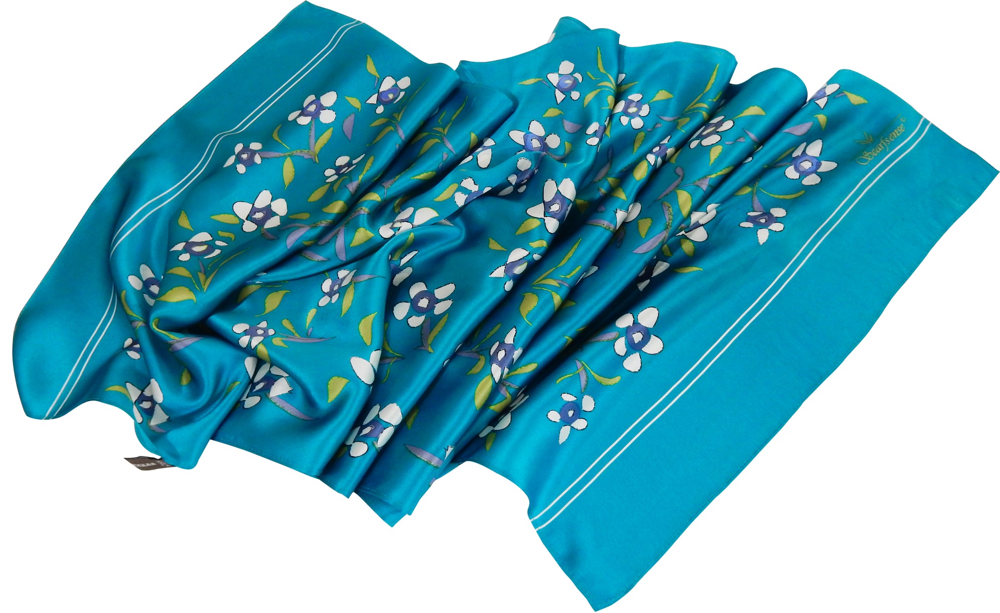 White Flowers with Teal